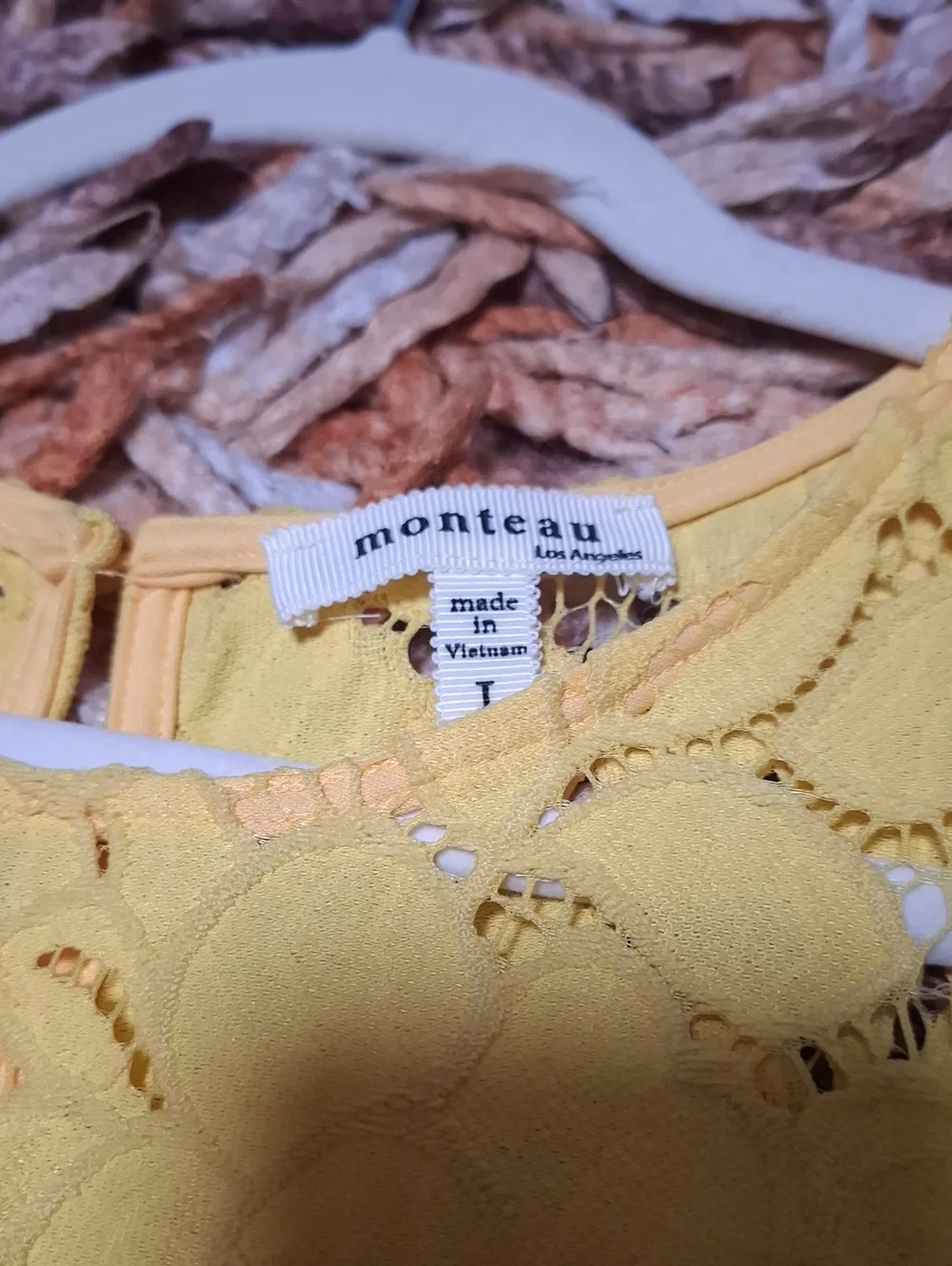 Monteau Yellow Floral Lace Shift Dress